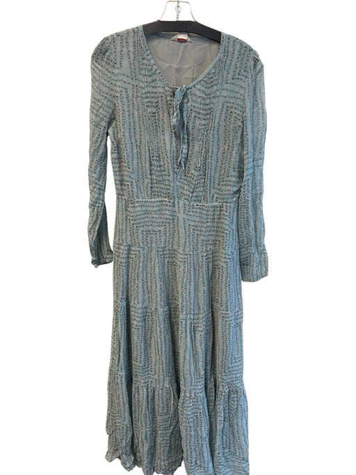 Sundance Size 6 Teal Green & Multi Silk All Over Print Round Neck Dress Teal Green & Multi / 6