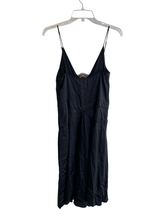 Ya Ya Size L Black Silk V Neck Beaded Design Spaghetti Strap Dress Black / Love & Lemons