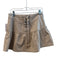 Free People Size 10 Khaki Cotton Side Zip Lace Up Back Ruffle Above Knee Skirt Khaki / 10
