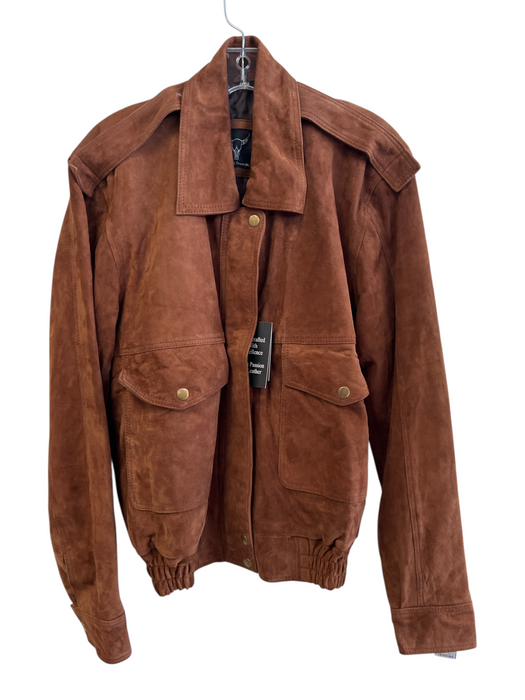 Horns out. Threads on. Size 12 Brown Suede Collared Zip Up Elastic bottom Jacket Brown / 12