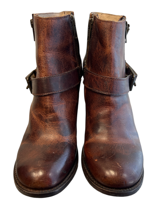 Freebird by Steven Shoe Size 10 Brown Leather Round Toe double zip Booties Brown / 10
