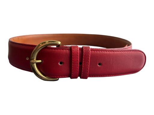 Coach Red Leather Brass Buckle solid color Belts Red / 30/75