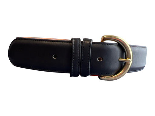 Coach Black Leather Brass Buckle solid color Belts Black / 30/75