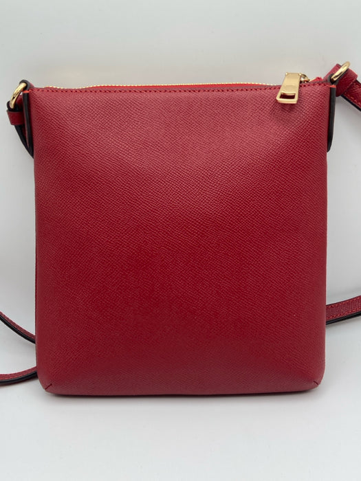Coach Red Coated Leather Zip Close Crossbody Bag