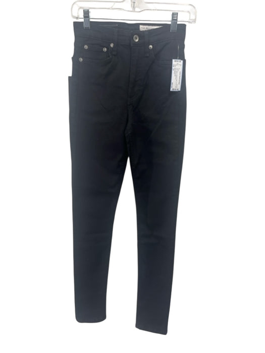 Rag & Bone Size 25 Black Modal & Cotton Zip Fly High Rise Skinny Jeans Black / 25