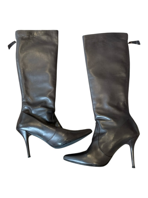 Stuart Weitzman Shoe Size 9 Dark Brown Leather Stiletto Back Zip Boots Dark Brown / 9