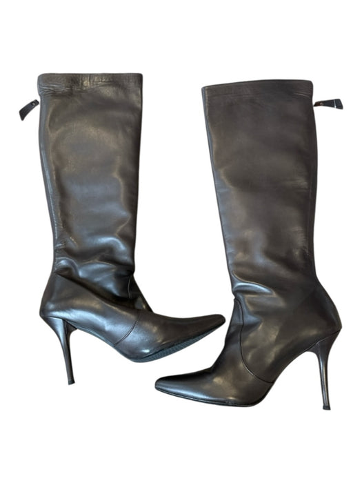 Stuart Weitzman Shoe Size 9 Dark Brown Leather Stiletto Back Zip Boots Dark Brown / 9