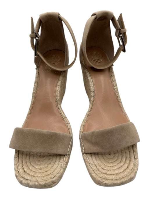 Vince Camuto Shoe Size 9 Beige Leather Upper Suede Ankle Buckle Wedge Espadrille Beige / 9