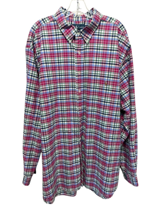 Ralph Lauren Size 2XLT Blue & Purple Cotton Plaid Button Up Long Sleeve Shirt Blue & Purple / 2XLT