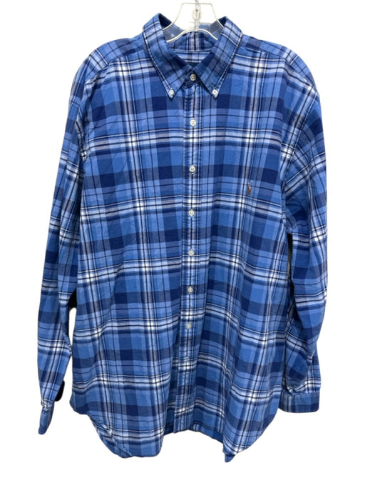 Ralph Lauren Size XLT Blue & White Cotton Plaid Button Up Long Sleeve Shirt Blue & White / XLT