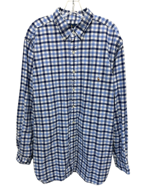 Ralph Lauren Size XLT Blue & White Cotton Plaid Button Up Long Sleeve Shirt Blue & White / XLT
