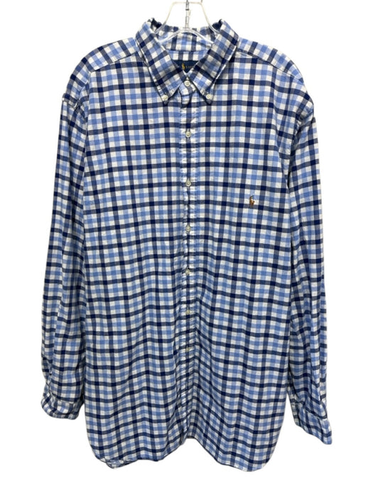 Ralph Lauren Size XLT Blue & White Cotton Plaid Button Up Long Sleeve Shirt Blue & White / XLT