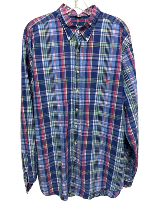 Ralph Lauren Size XLT Blue & Green Cotton Plaid Button up Long Sleeve Shirt Blue & Green / XLT