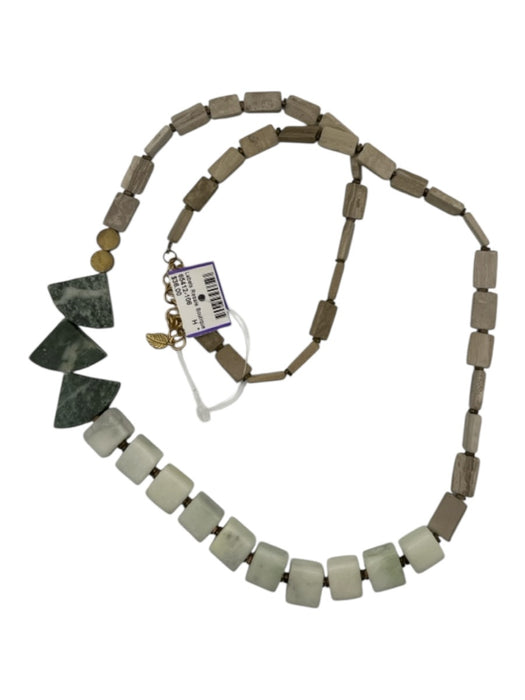 David Aubrey gray & green Stone Beads Square Beads Rectangle Beads Necklace gray & green