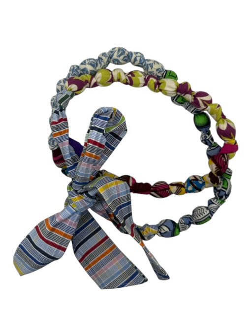 Blue & Multi Canvas Knots neck tie Long Mixed Fabric Necklace Blue & Multi