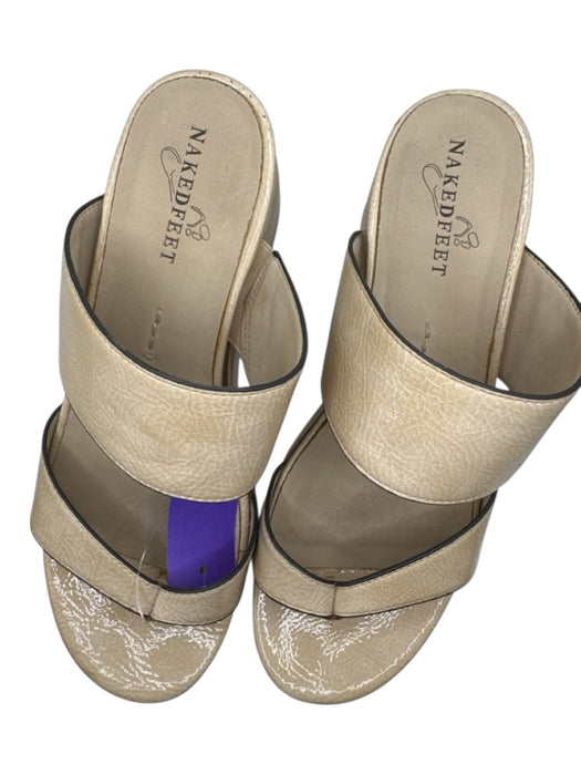 NakedFeet Shoe Size 8 Tan & beige Flip Flop Double Strap Platform Sandals Tan & beige / 8