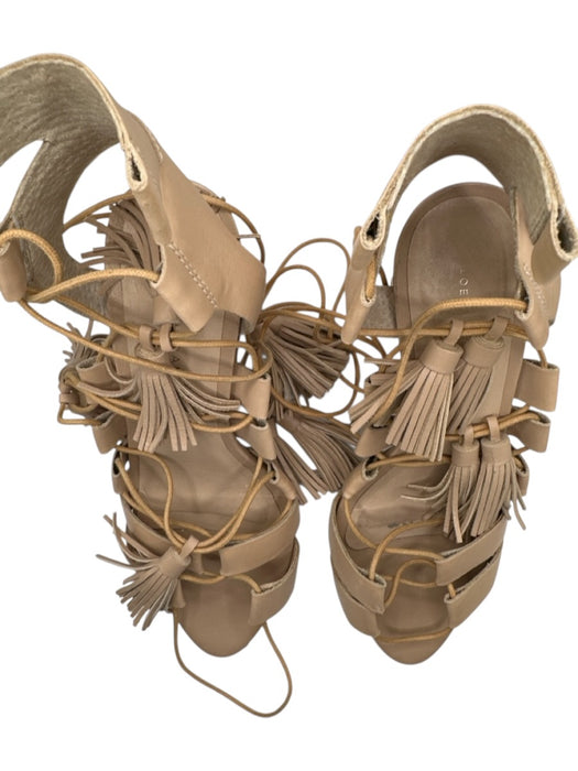 Loeffler Randall Shoe Size 7.5 Tan Lace Up Tassels Heel Tie Heels Tan / 7.5