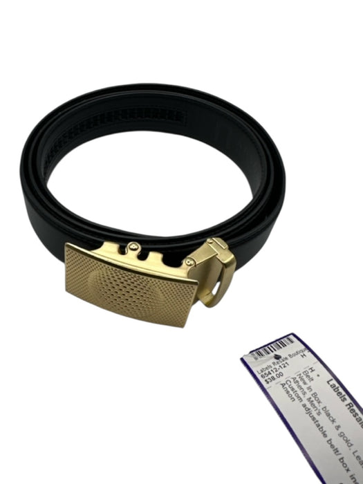 Anson New In Box black & gold Leather Metal Men's Belt black & gold