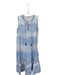 Azure Size L White & Blue Cotton Sleeveless Kaleidoscope Metallic Thread Dress White & Blue / L