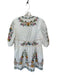 Farm Rio Size XL White & Green Cotton 3/4 Sleeve Botanical Buttons V Neck Dress White & Green / XL