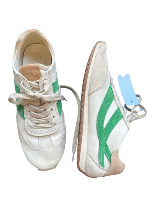 Vince Shoe Size 8.5 White & Green Suede Striped Band Fabric & Color Block Shoes White & Green / 8.5