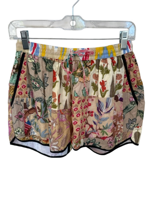 Size Est S Multi Color Cotton Elastic Band Draw String Waist Front Pocket Shorts Multi Color / Est S
