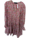Pomander Place Size XL Pink & Green Cotton Long Balloon Sleeve V Neck Dress Pink & Green / XL