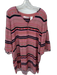 Marie Oliver Size L Mauve & Black Silk Long Bell Sleeve Lines Buttons Dress Mauve & Black / L