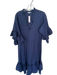 Fitzroy & Willa Size XL Navy Cotton Blend Long Bell Sleeve Ruffle Collar Dress Navy / XL