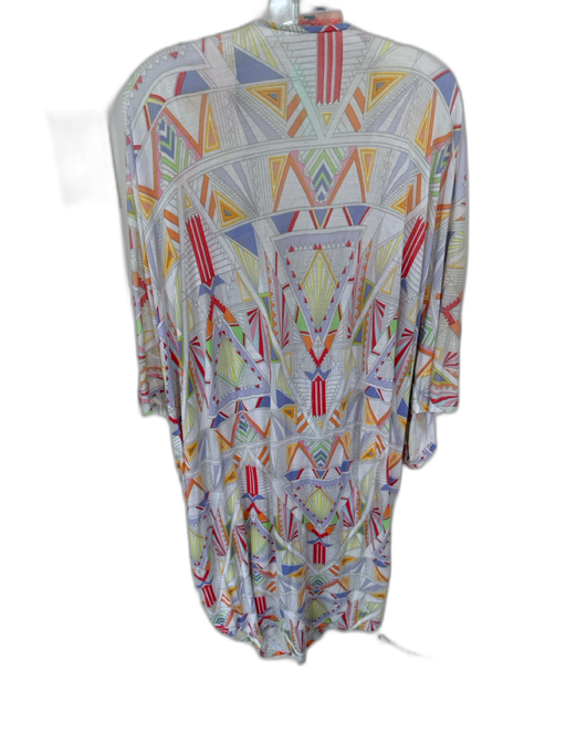 Mara Hoffman Size S White & Multi Model Blend Short Sleeve Front Tie Coverup White & Multi / S