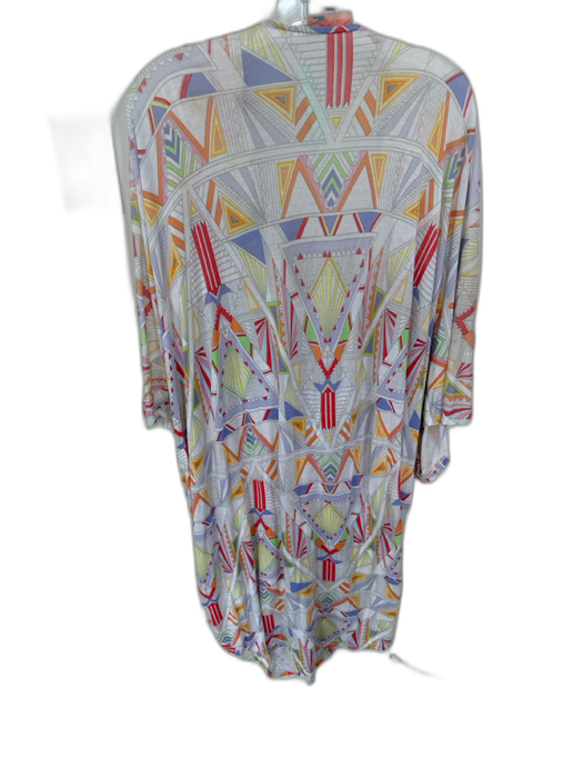 Mara Hoffman Size S White & Multi Model Blend Short Sleeve Front Tie Coverup White & Multi / S