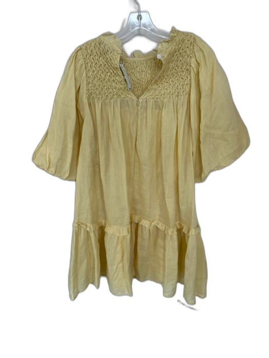 Sea New York Size L Butter Yellow Cotton Sheer Slip dress Smocked Neck Dress Butter Yellow / L