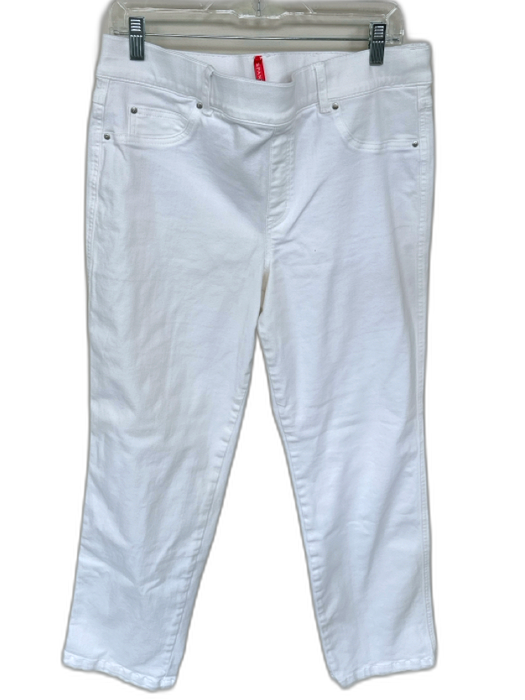 Spanx Size XL White Cotton & Nylon Straight Leg Elastic Waist No zipper Jeans White / XL