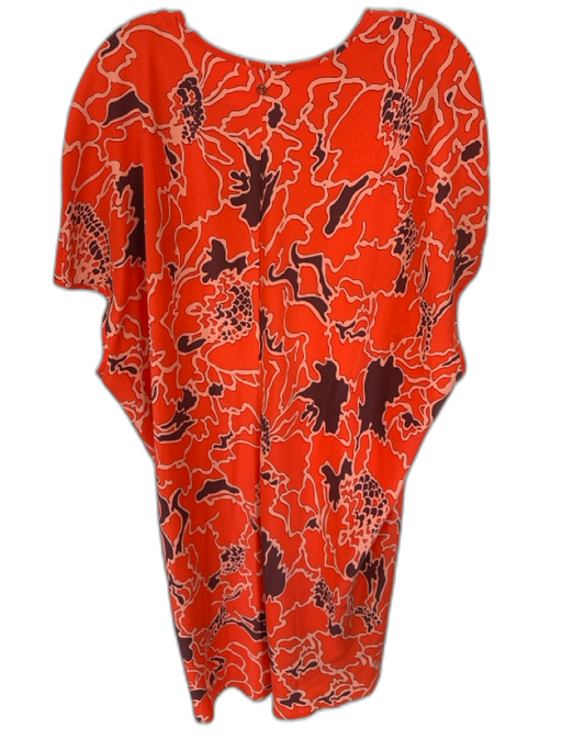 Marie Oliver Size L Tangerine Polyester Mini Abstract Sleeveless V Neck Dress Tangerine / L