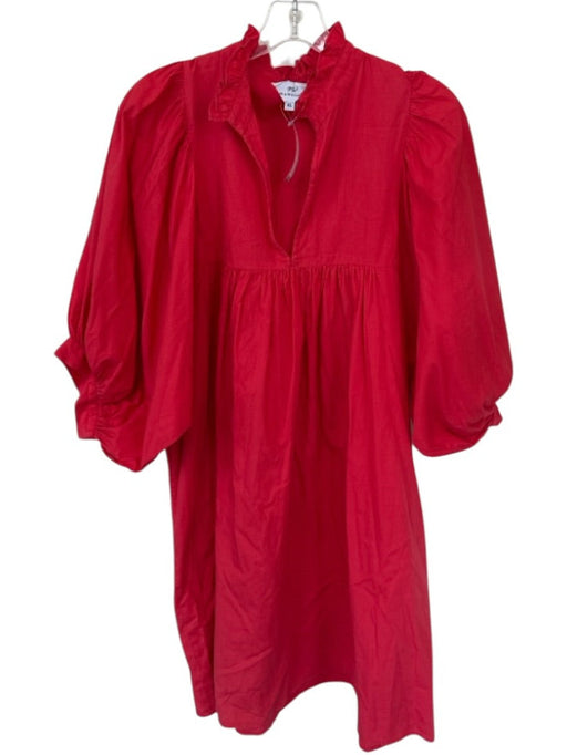 Never a Wallflower Size XL Red Cotton Long Balloon Sleeve Ruffle Collar Dress Red / XL