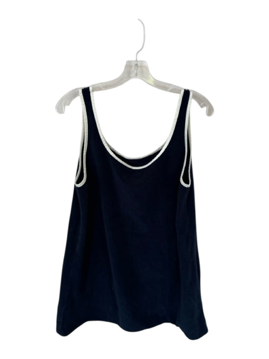 Tuckernuck Size M Navy & white Terry Cloth Sleeveless Piping Front Pockets Dress Navy & white / M