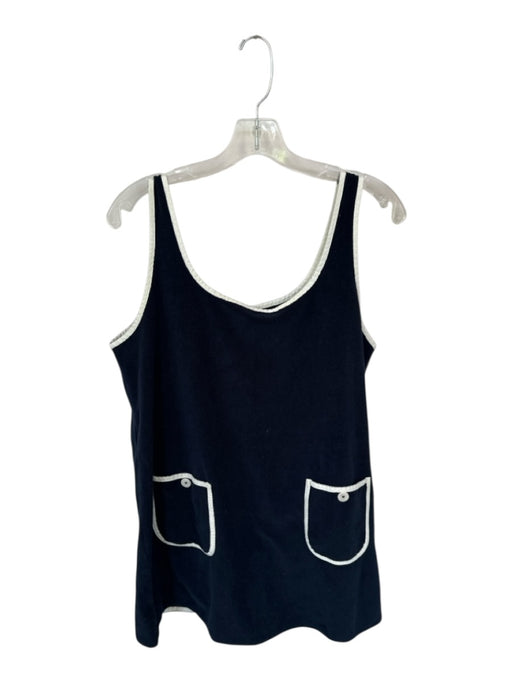 Tuckernuck Size M Navy & white Terry Cloth Sleeveless Piping Front Pockets Dress Navy & white / M