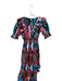 Sheridan French Size L Red & Blue Cotton Long Balloon Sleeve Ikat Ruffles Dress Red & Blue / L