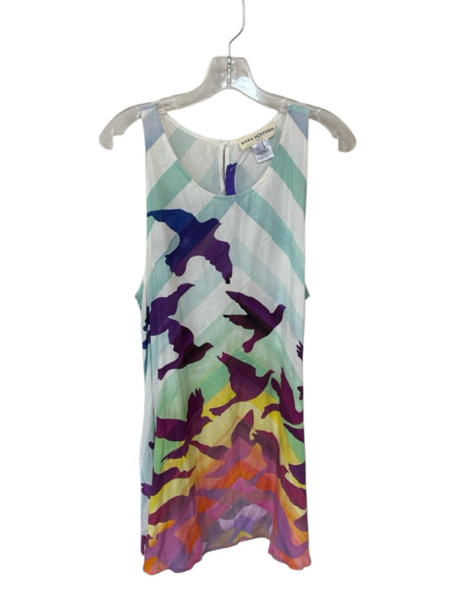 Mara Hoffman Size L White & Multi Viscose Sleeveless Birds Dress White & Multi / L