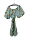 Olivia James Size L Green & Blue Cotton Long Balloon Sleeve Palm Trees Dress Green & Blue / L