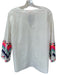 Vilagallo Size 46 White & Multi Cotton Long Bell Sleeve Embroidered Aztec Top White & Multi / 46