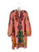 Farm Rio Size M Peach & Multi Cotton Long Balloon Sleeve Hearts Lace Trim Dress Peach & Multi / M