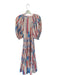 Conditions Apply Size XL Blush & Red Long Balloon Sleeve Lines Textured Dress Blush & Red / XL