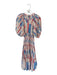 Conditions Apply Size XL Blush & Red Long Balloon Sleeve Lines Textured Dress Blush & Red / XL