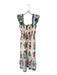 THML Size L Tan & Red Cotton Flutter Sleeves smocked Botanical Maxi Dress Tan & Red / L