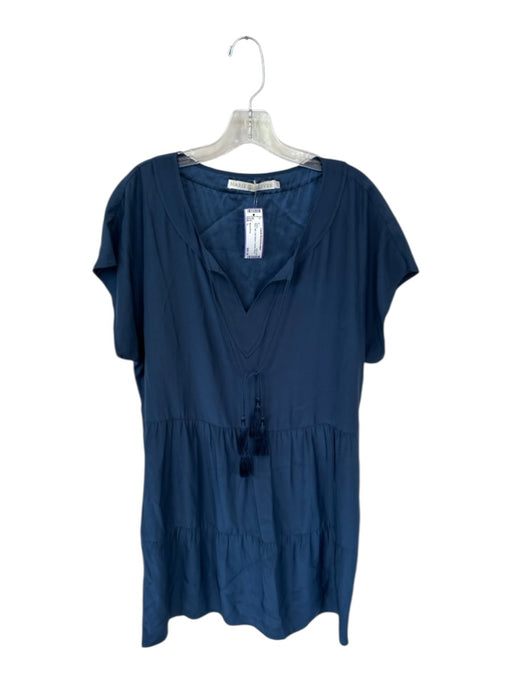 Marie Oliver Size L Navy Silk Cap Sleeve Tassels Dress Navy / L
