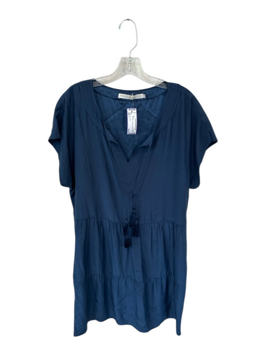 Marie Oliver Size L Navy Silk Cap Sleeve Tassels Dress Navy / L