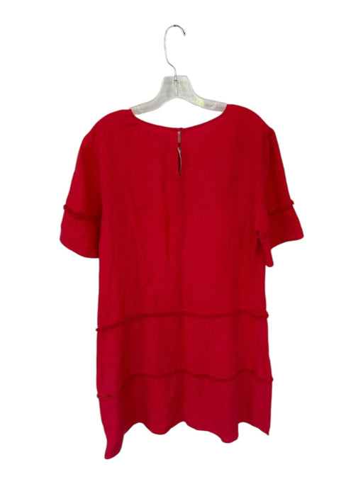 209WST38 Size 10 Red Cotton Short Bell Sleeve Fringe Dress Red / 10