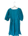 Karlie Size L Teal Cotton Long Balloon Sleeve Back Zip V Neck Maxi Dress Teal / L
