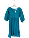 Karlie Size L Teal Cotton Long Balloon Sleeve Back Zip V Neck Maxi Dress Teal / L